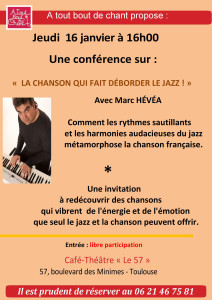 " La chanson qui fait déborder le jazz" à 16h photo