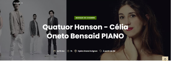 Quatuor Hanson - Célia Oneto Bensaid PIANO photo