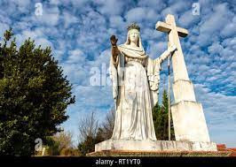 Statue de la Vierge et croix de mission à Puymirol photo